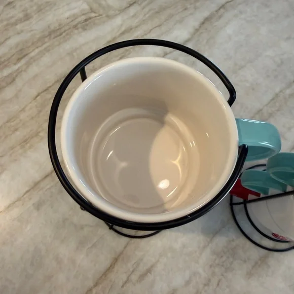 Rae Dunn MERRY, CHEER, SPARKLE, JOY Christmas Stacker Mugs (double sided), two